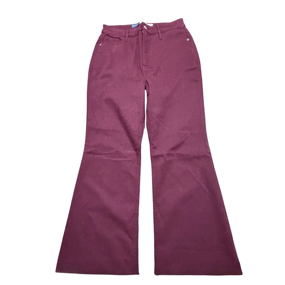 NEW Old Navy Higher High-Rise Flare Pants Burgundy Wine Secret-Smooth Pockets 8